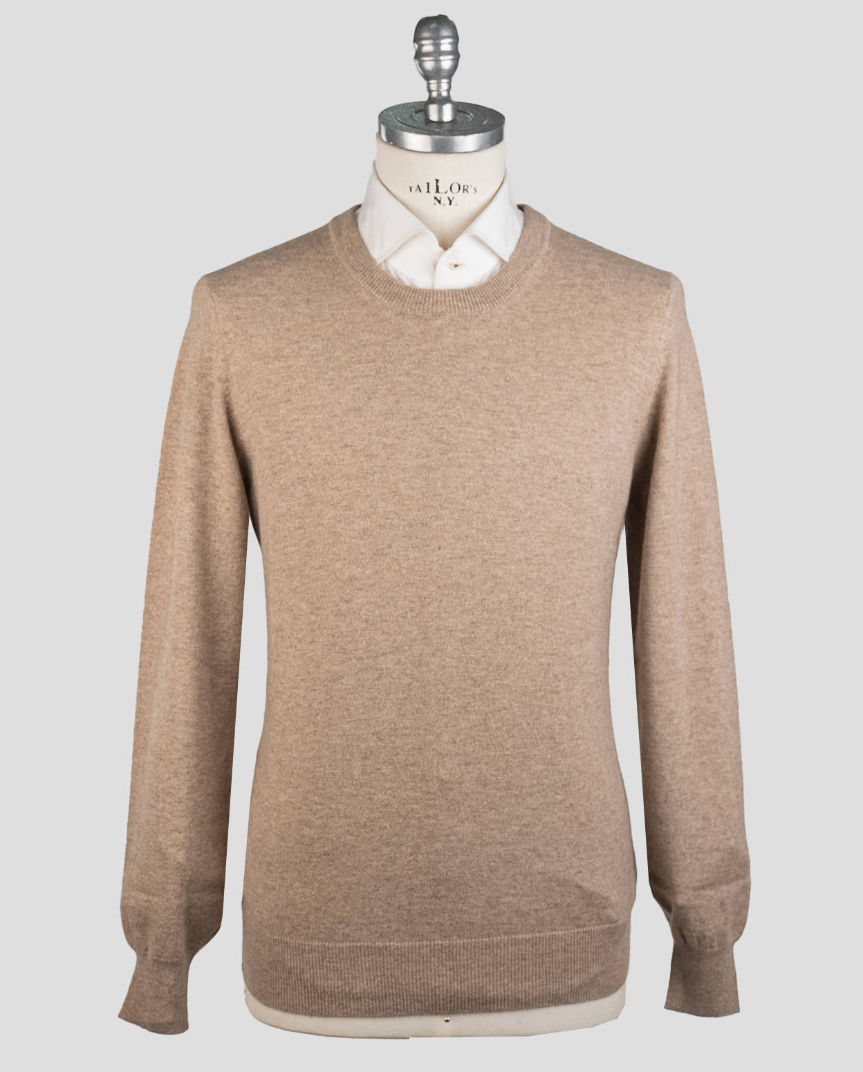 Brunello Cucinelli brun cashmere sweater med rund hals