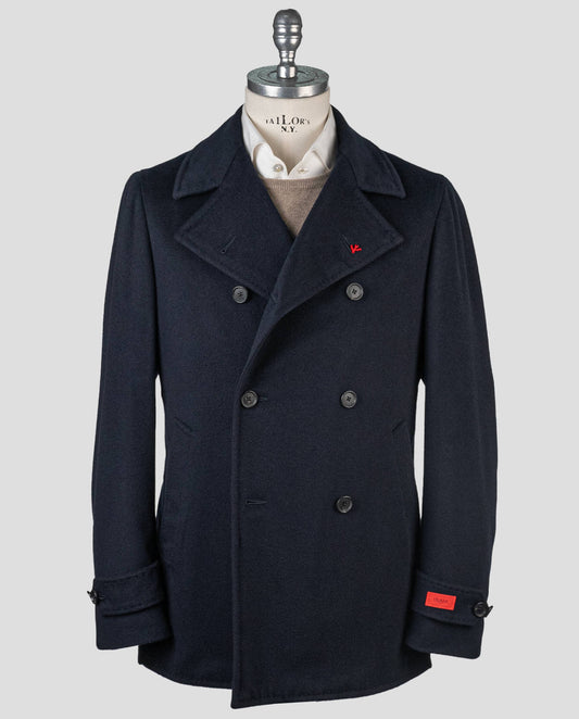 Manteau en cachemire bleu foncé Isaia