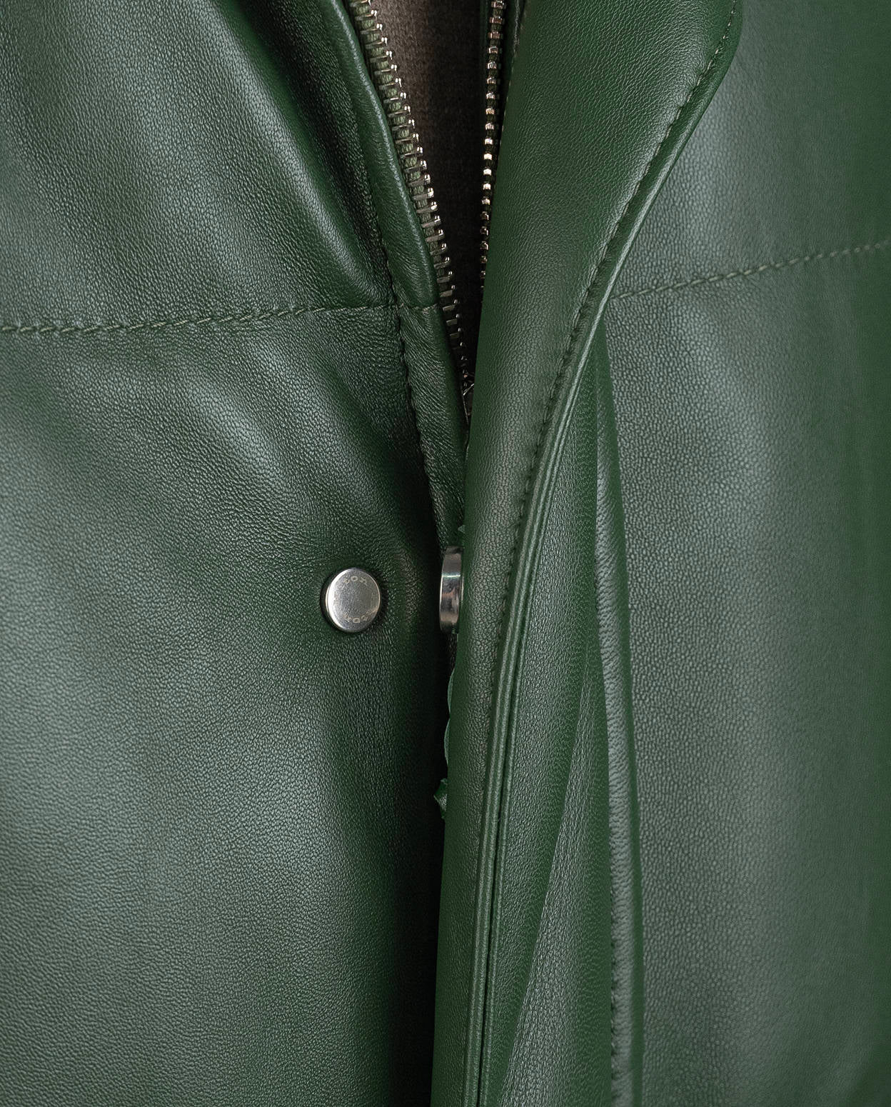 Kiton Green Leather Vicuna Perù Coat