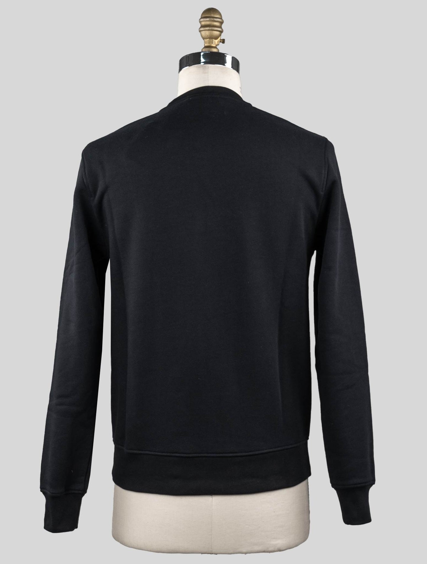 KNT Kiton Черный хлопковый свитер с круглым вырезом
