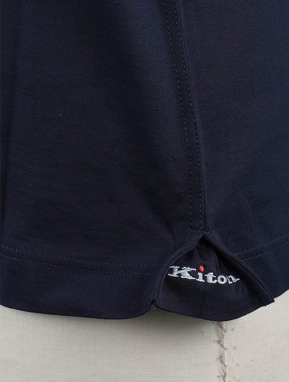 Kiton Blue Navy Cotton Polo Bomuld
