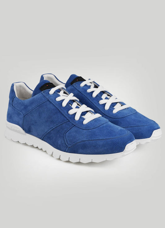 Kiton Light Blue Leather Suede Sneakers