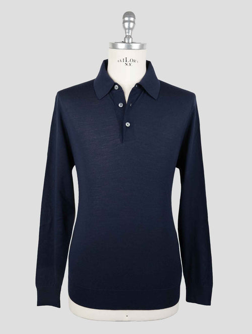 Kiton Blue Wool 14 Micron Sweater Polo