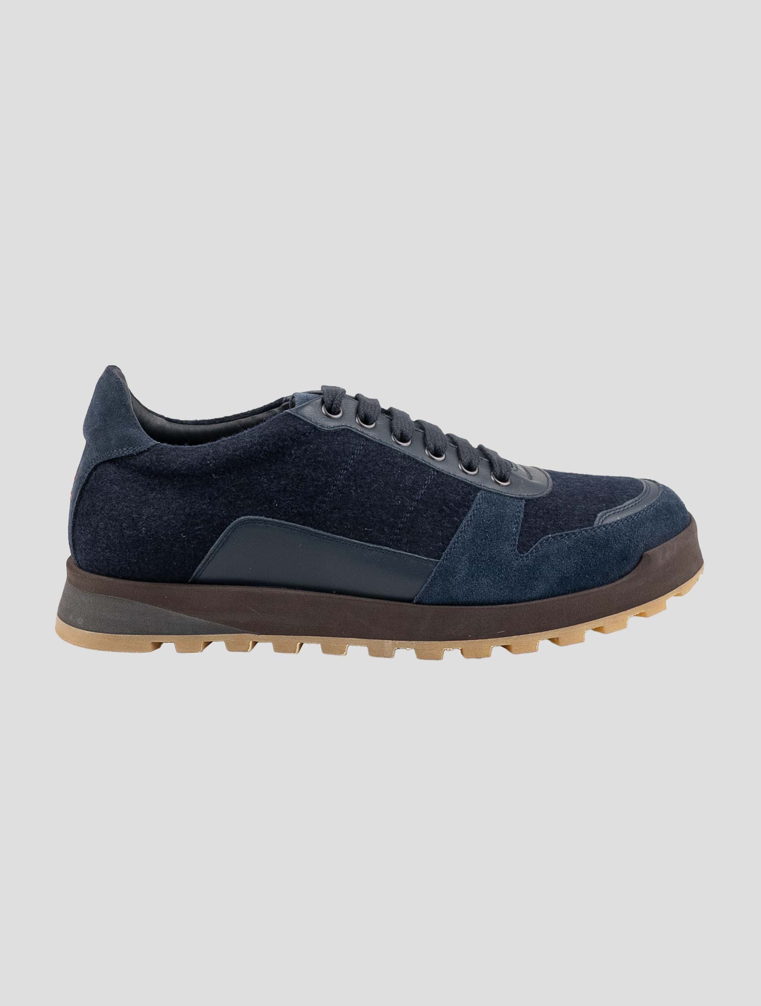 Isaia Blue Cashmere Leather Sneakers