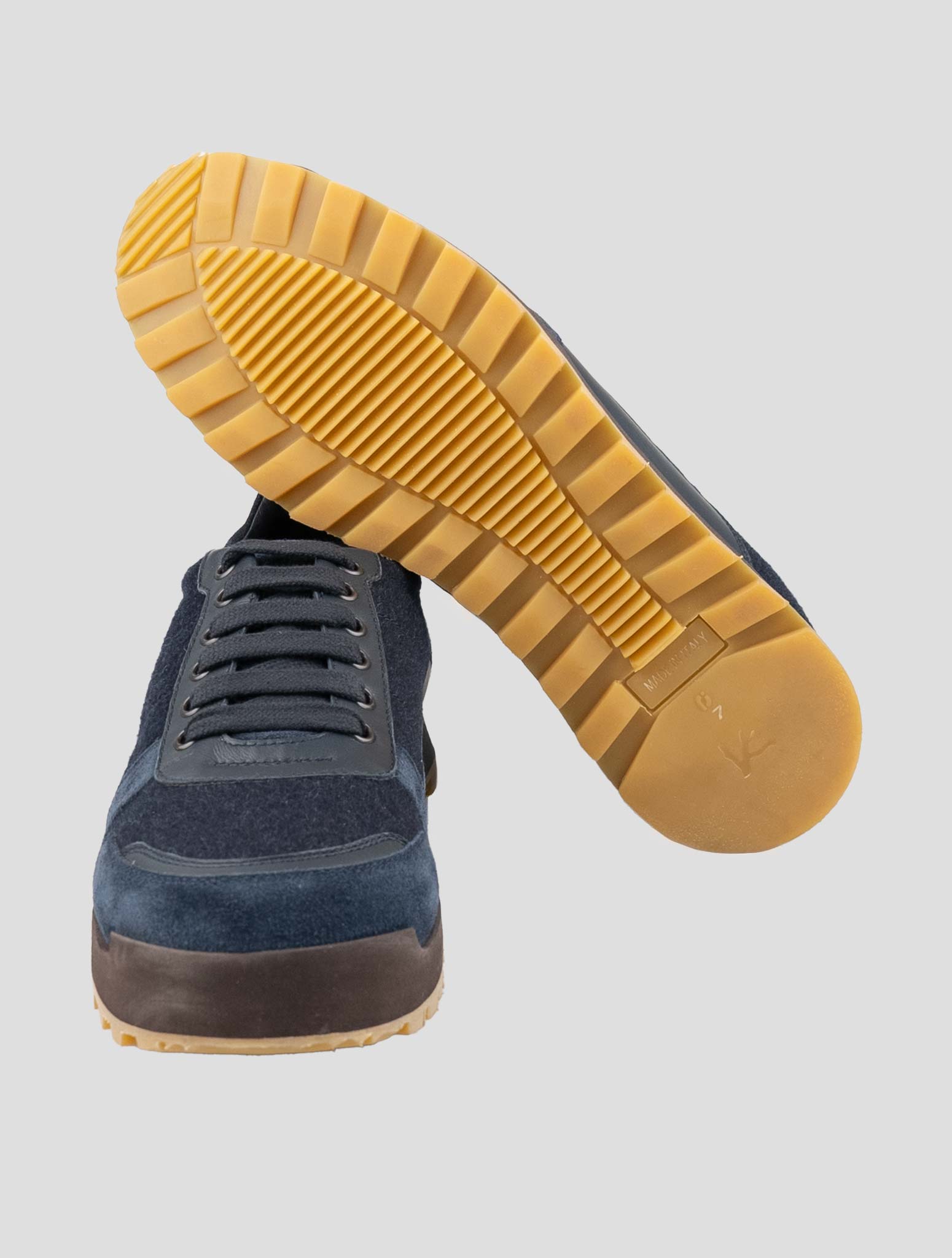 Isaia Blue Cashmere Leather Sneakers