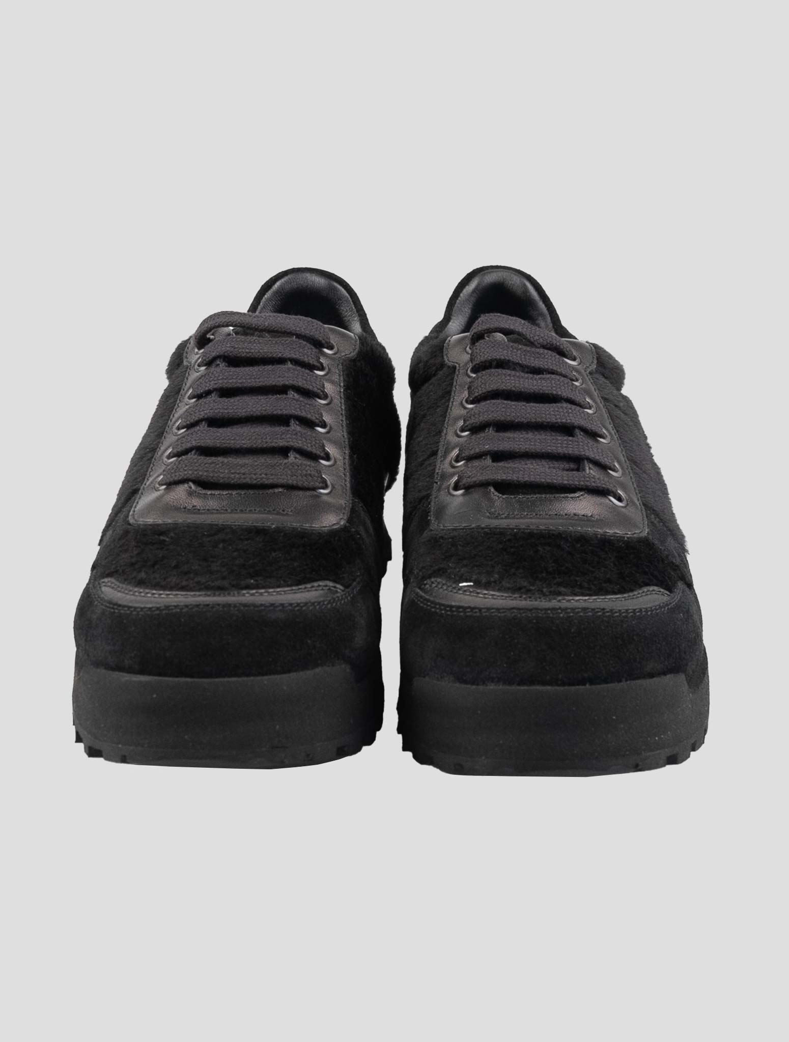 Isaia Black Alpaca Wool Sneakers