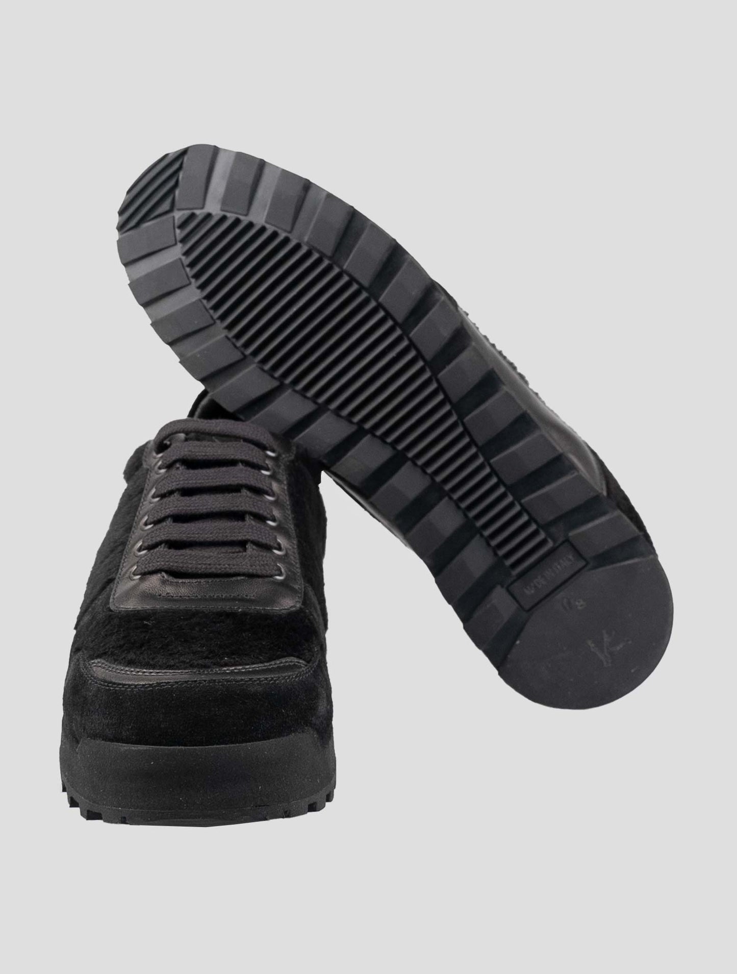 Isaia Black Alpaca Wool Sneakers