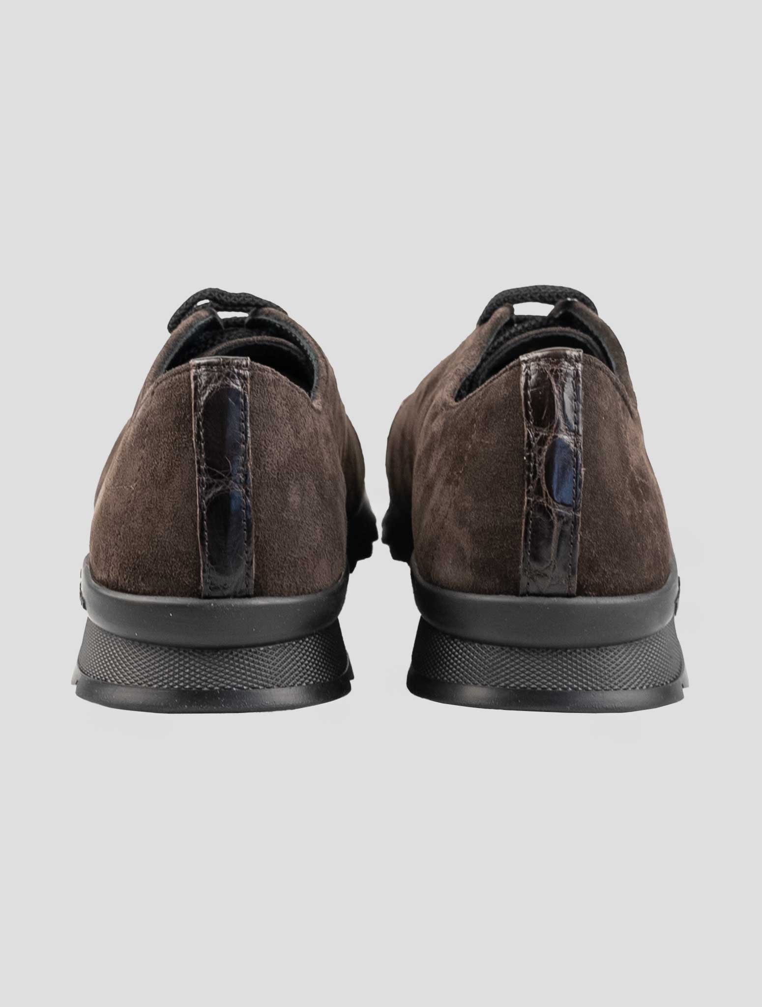 Kiton Brown Leather Suede Leather Crocodile Overcoat