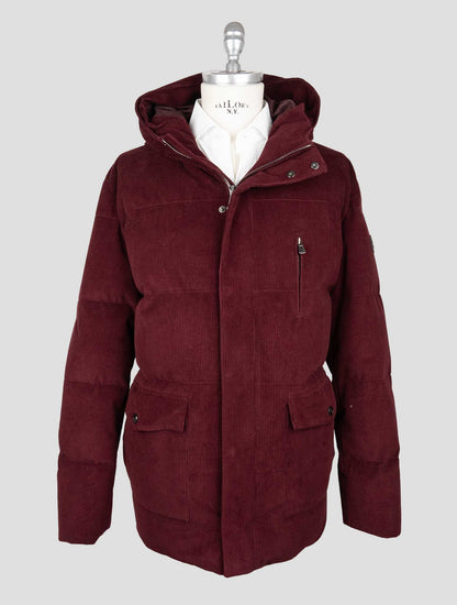 Isaia Burgundy Cotton Cashmere Velvet Coat