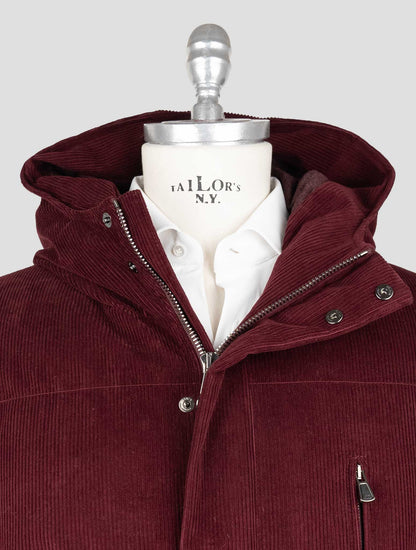 Isaia Burgundy Cotton Cashmere Velvet Coat