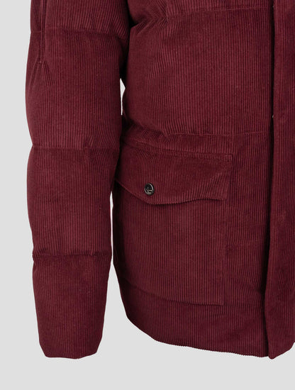 Isaia Burgundy Cotton Cashmere Velvet Coat