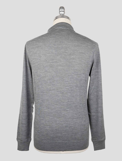 Isaia Gray Wool Sweater Polo Half Zip