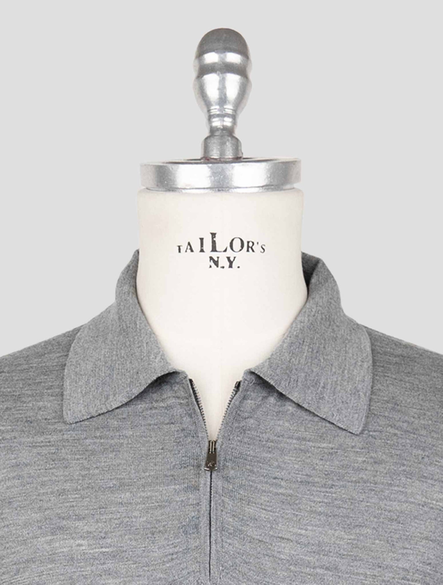 Isaia Gray Wool Sweater Polo Half Zip
