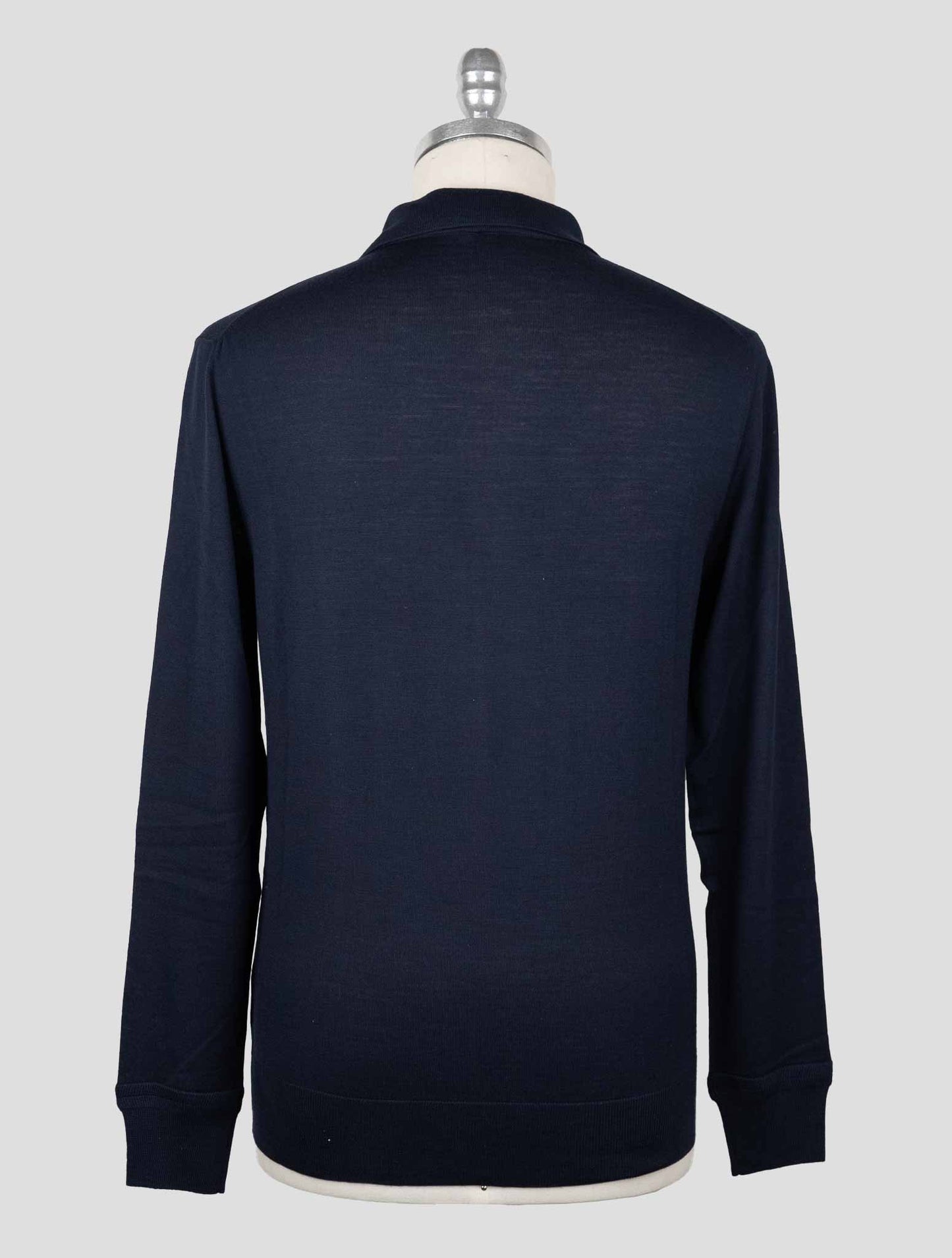 Isaia Blue Wool Sweater Polo Half Zip