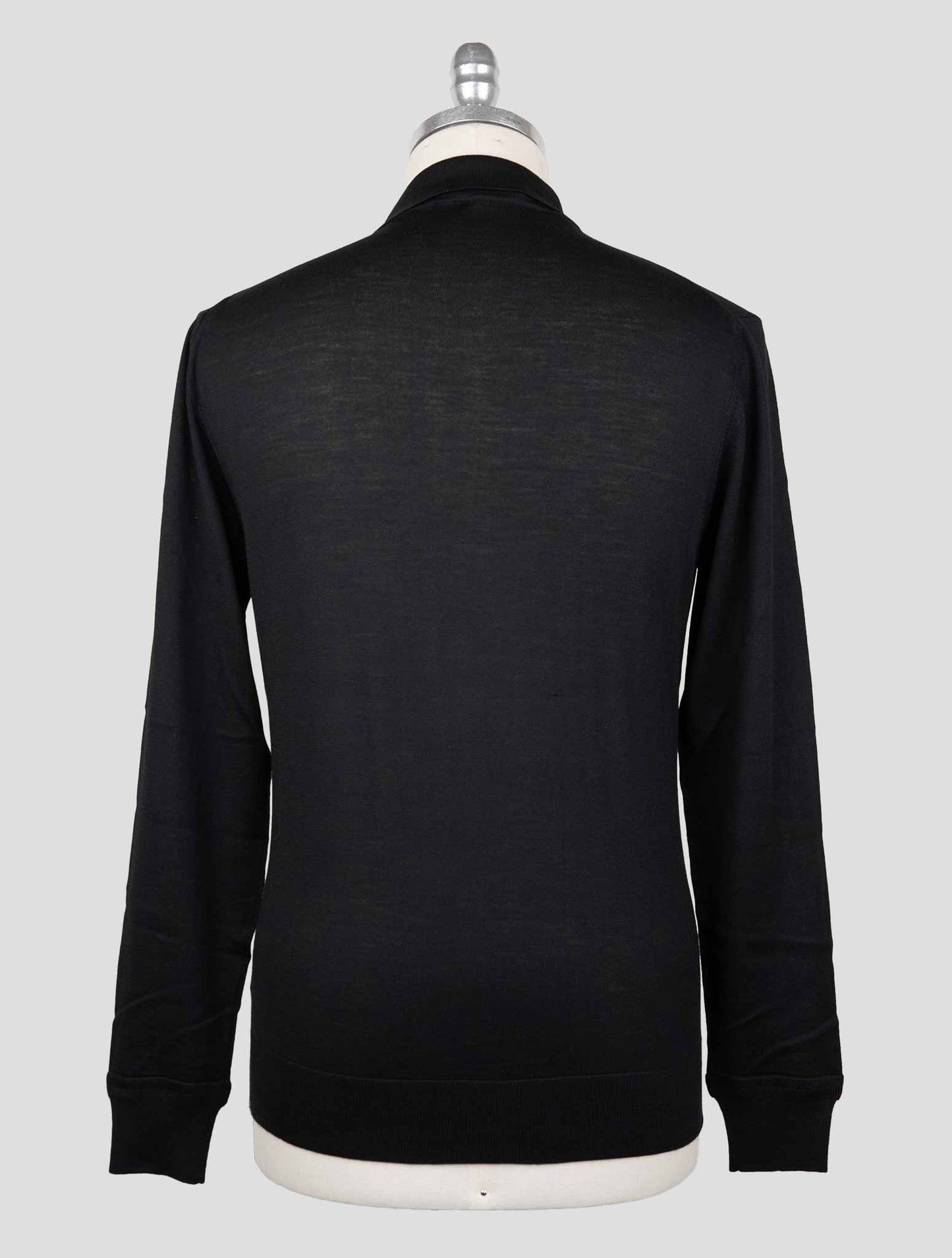 Isaia Black Wool Sweater Polo Half Zip