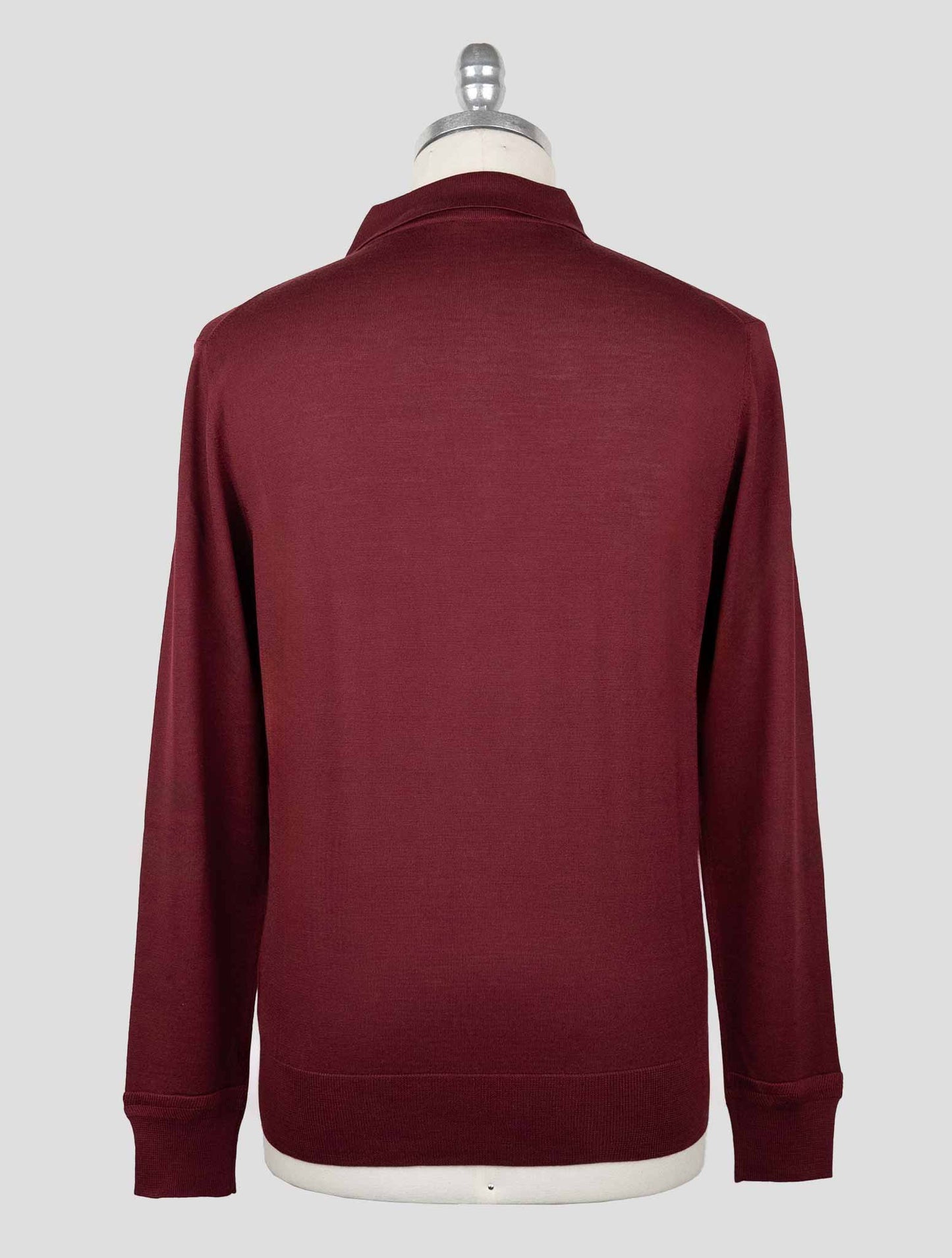 Isaia Burgundy Wool Sweater Polo Half Zip