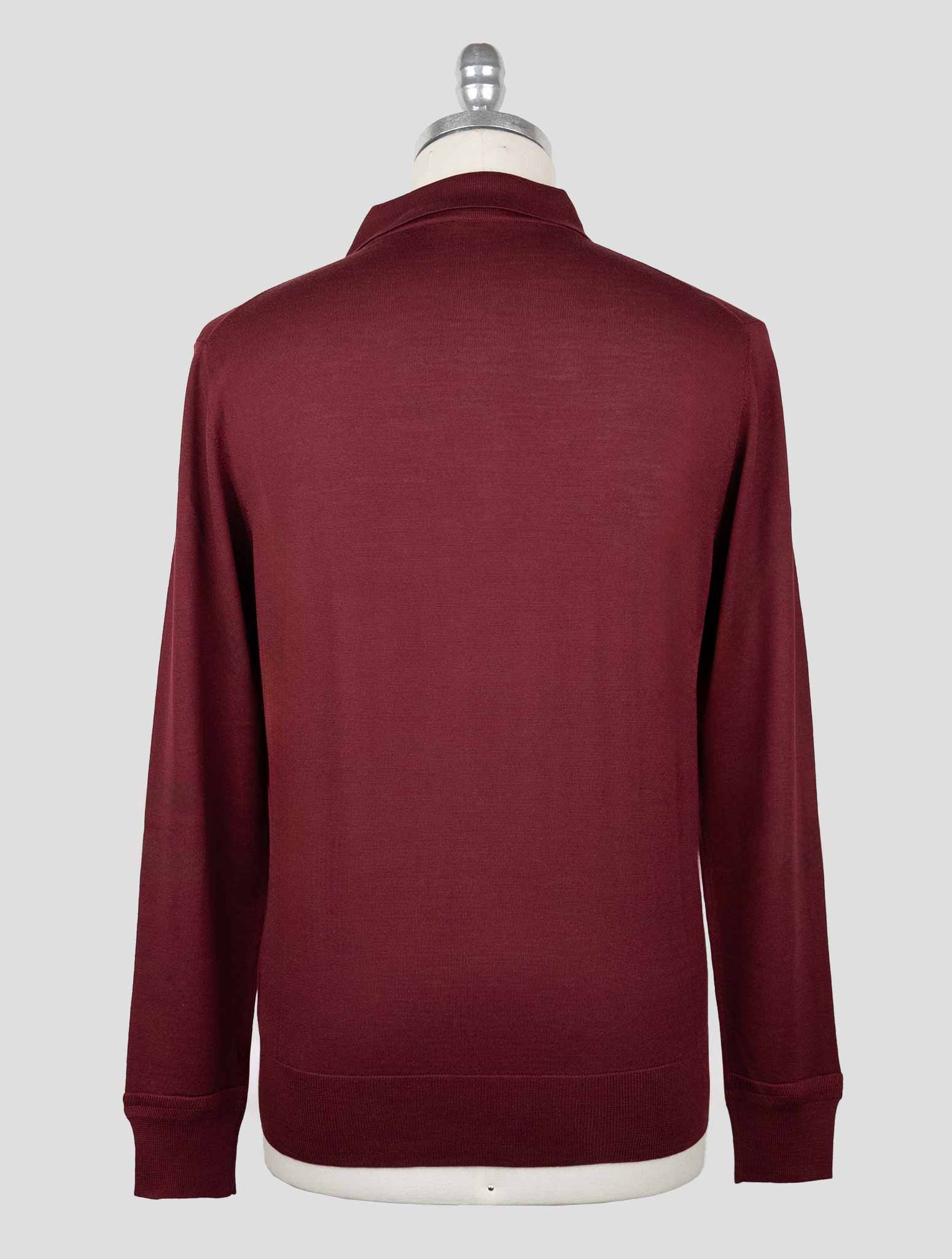 Isaia Burgundy Wool Sweater Polo Half Zip