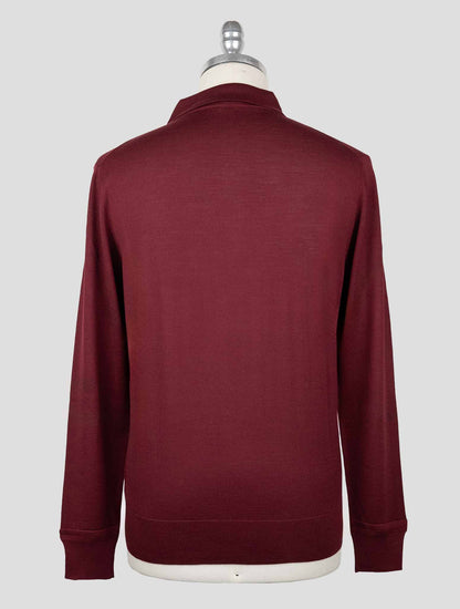 Isaia Burgundy Wool Sweater Polo Half Zip
