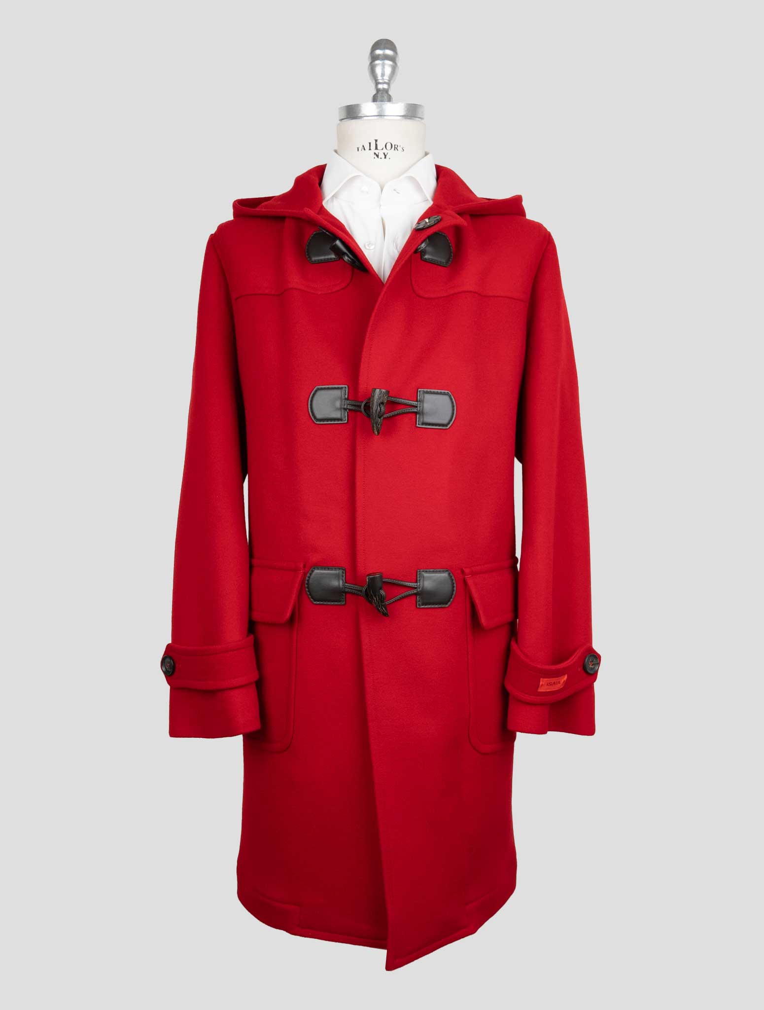Isaia Red Wool Overcoat