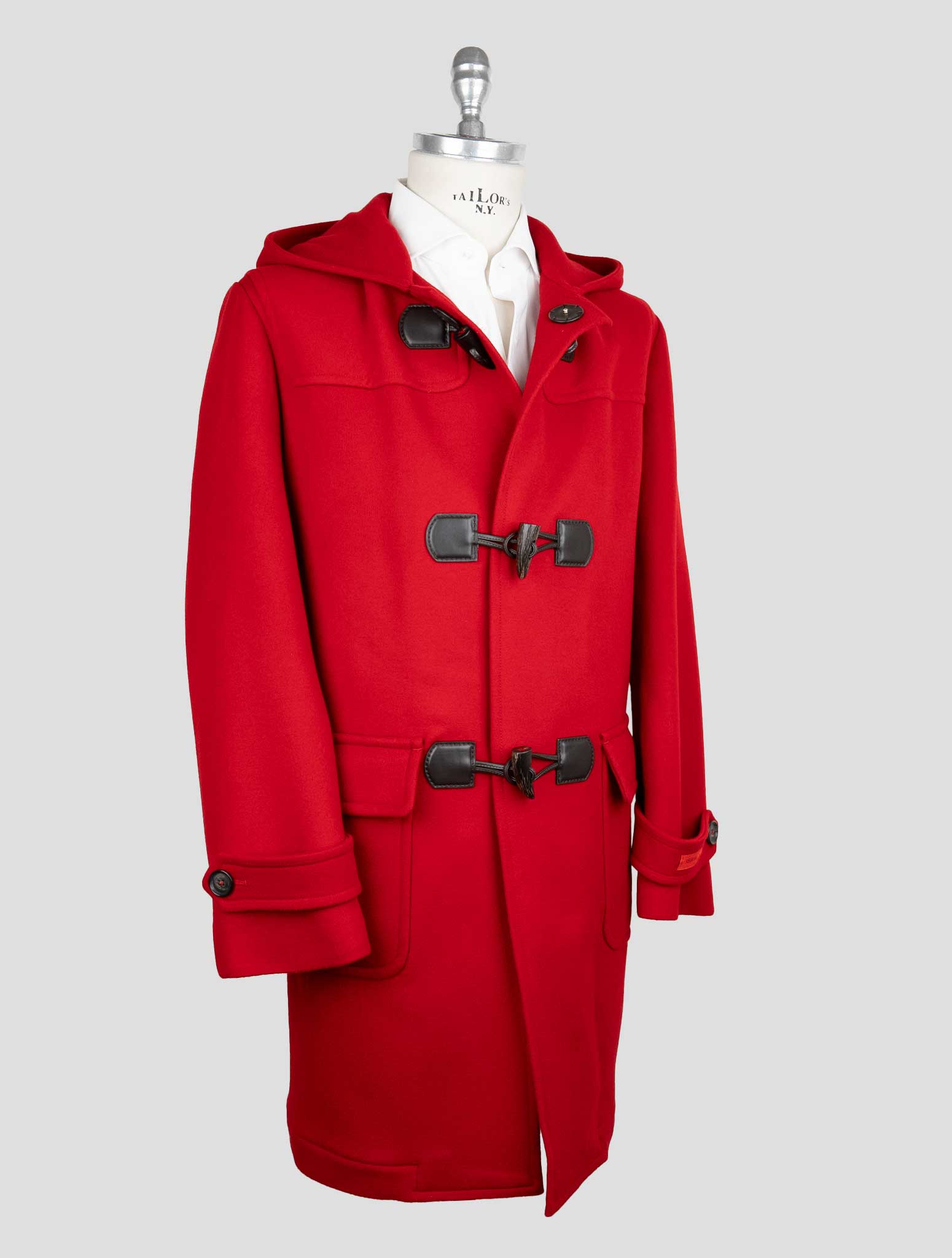 Isaia Red Wool Overcoat