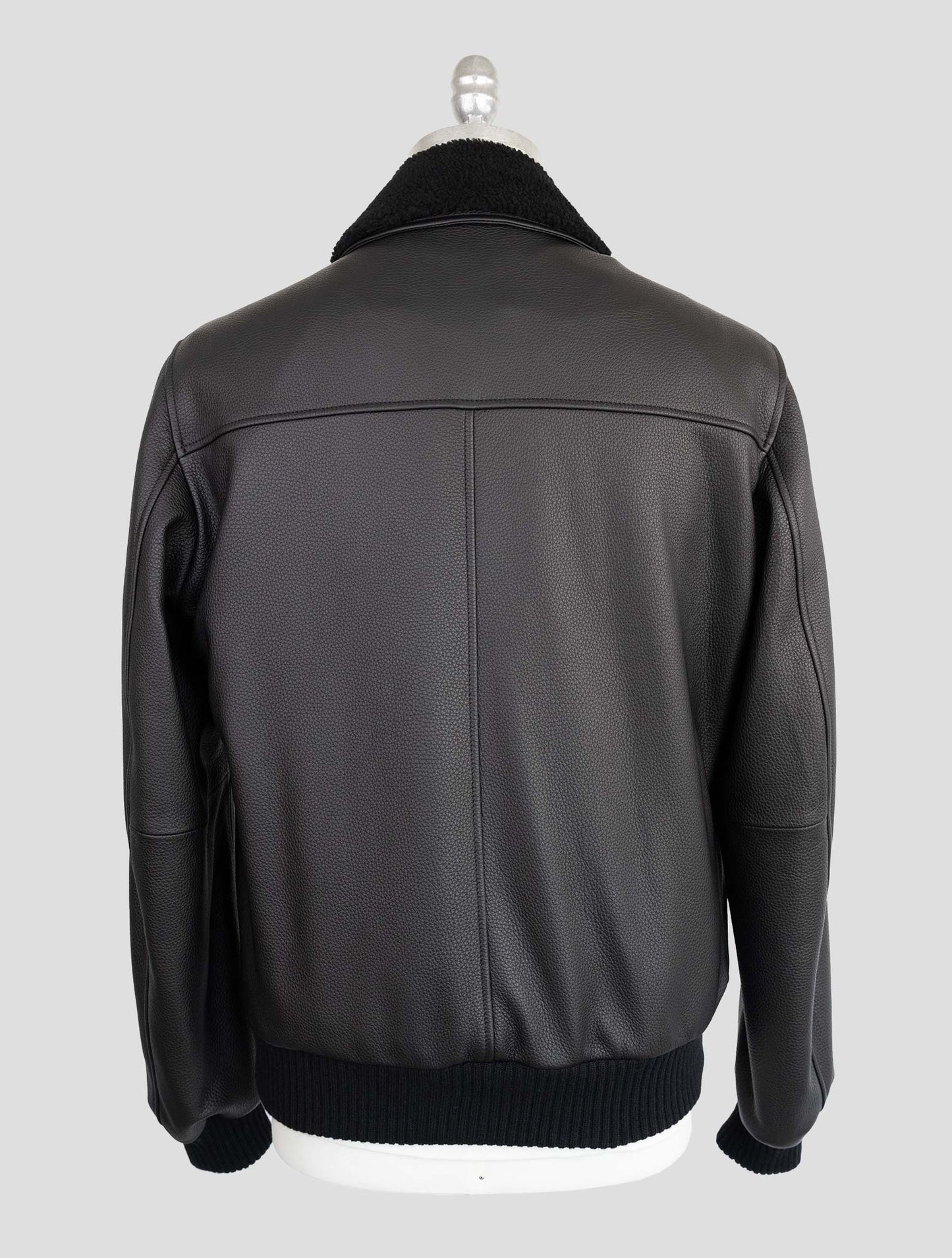 Cesare Attolini Black Leather Coat