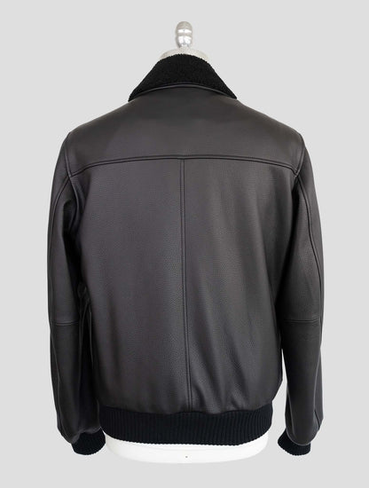 Cesare Attolini Black Leather Coat