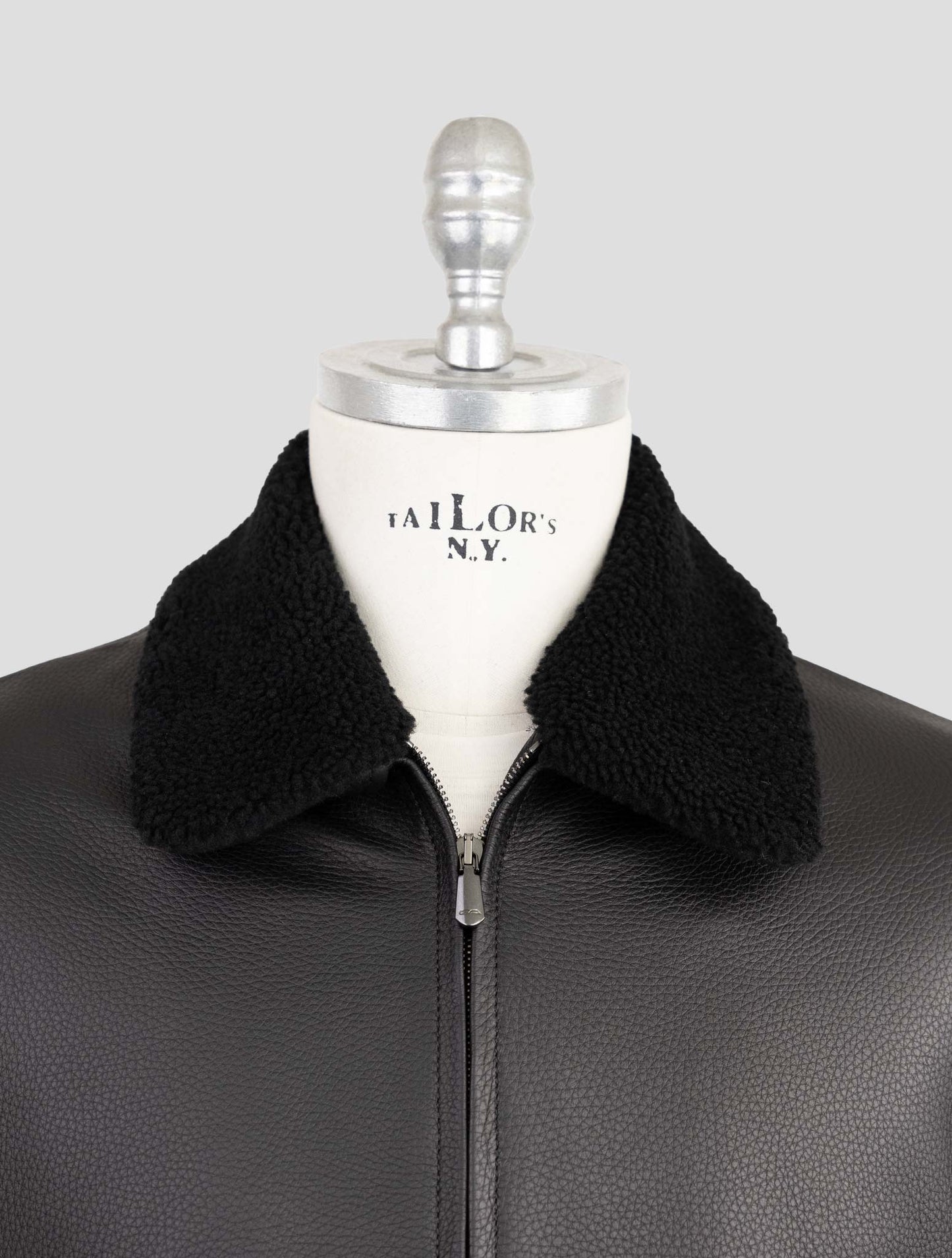 Cesare Attolini Black Leather Coat