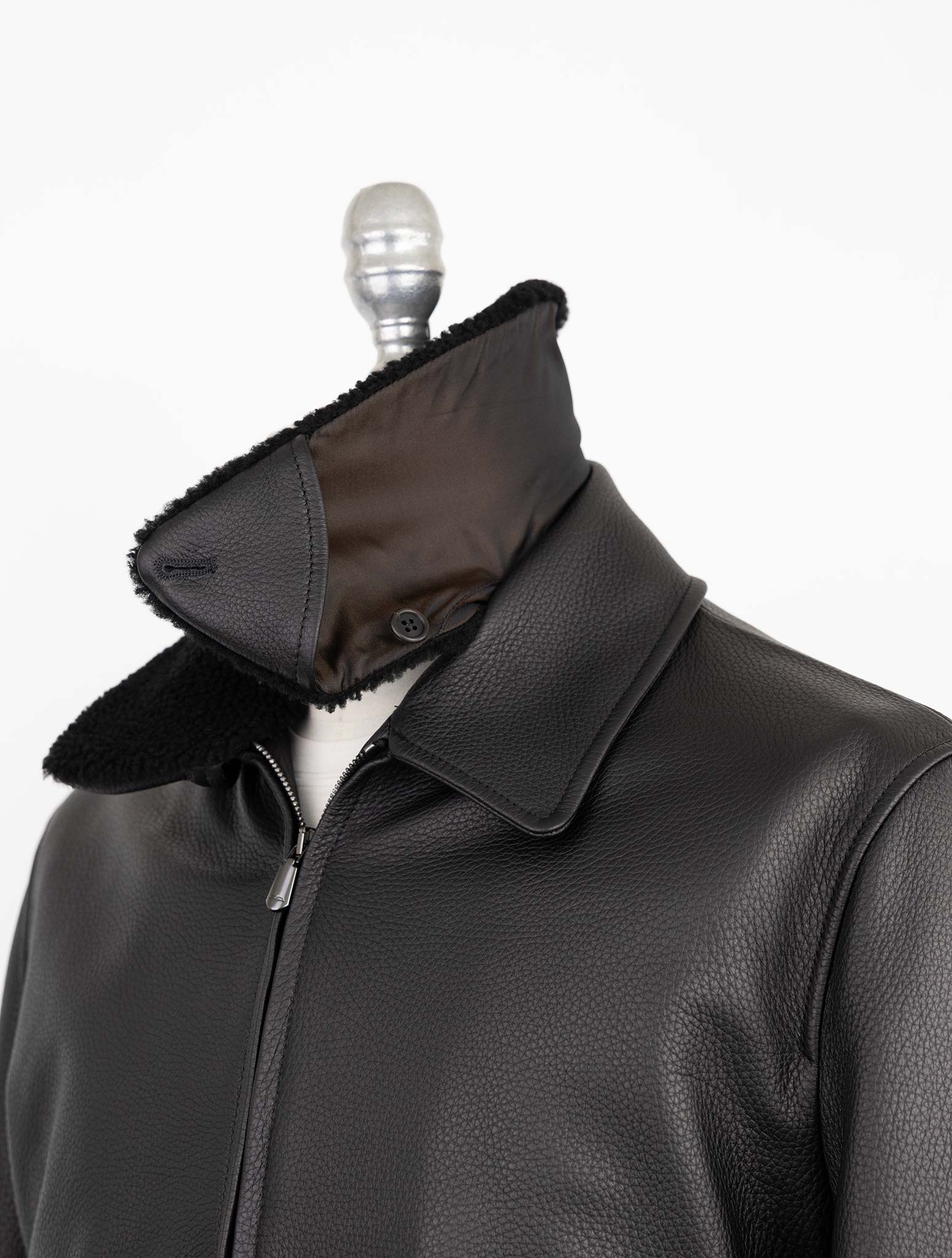 Cesare Attolini Black Leather Coat