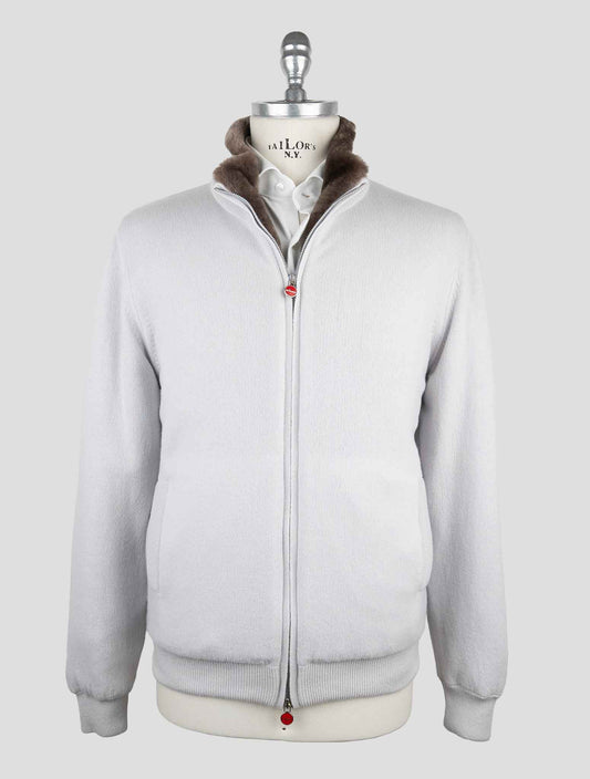 Kiton Gray Cashmere Fur Coat