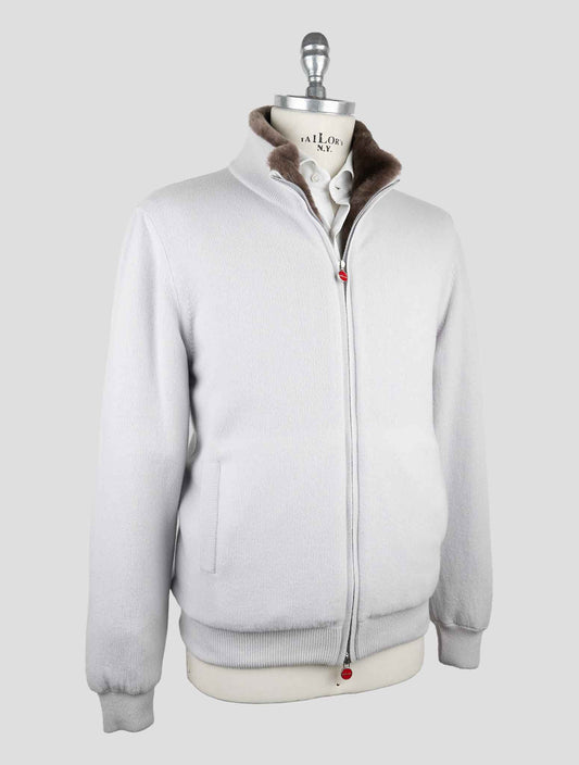 Kiton Gray Cashmere Fur Coat