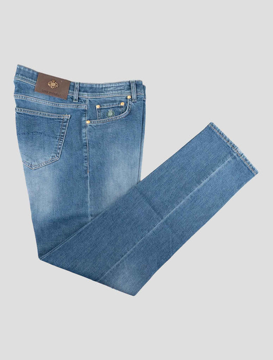 Luigi Borrelli Blue Cotton Jeans