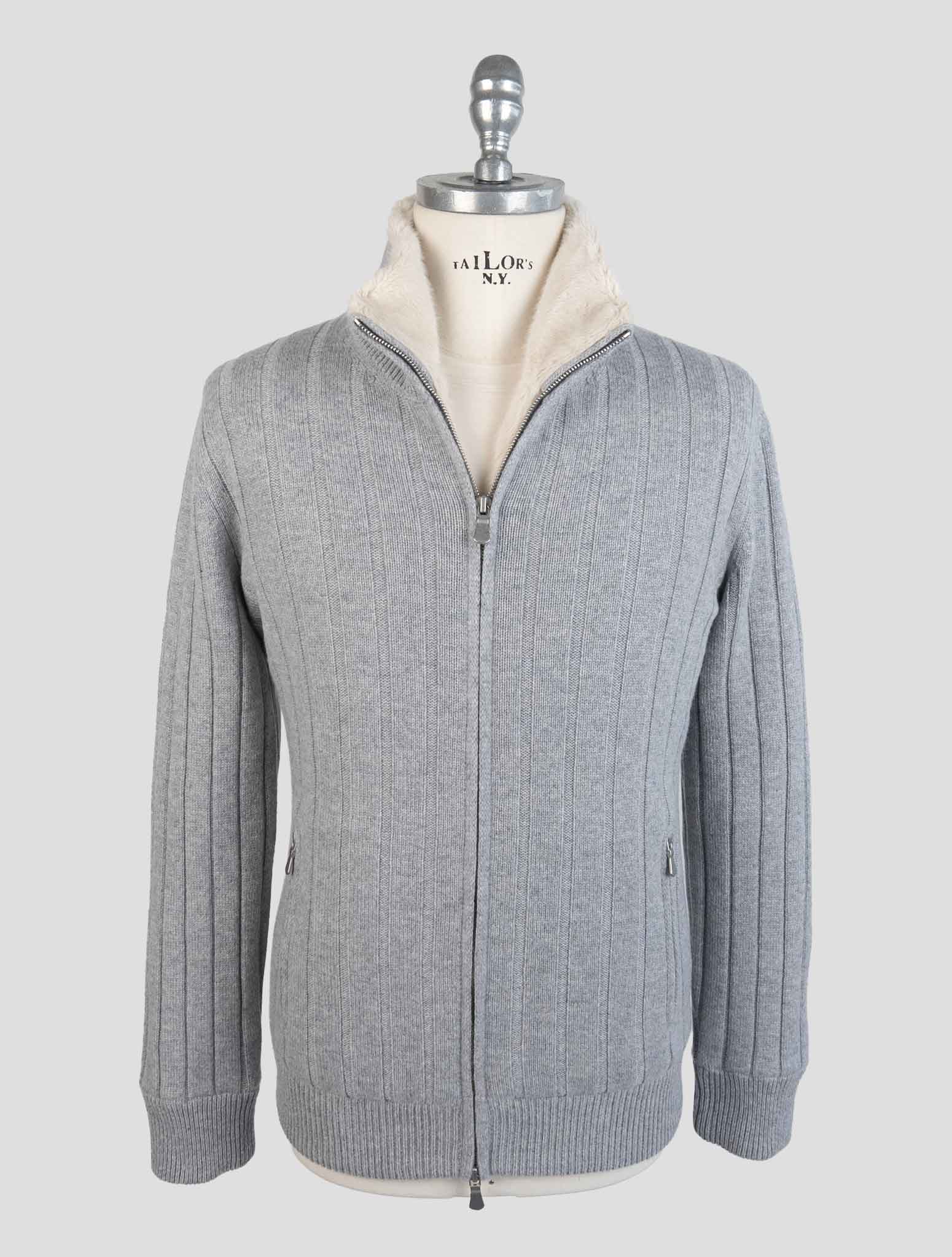 Barba Napoli Gray Cashmere With Fur Coat