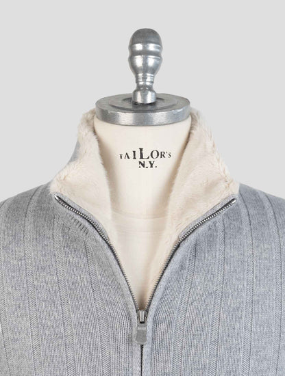 Barba Napoli Gray Cashmere With Fur Coat