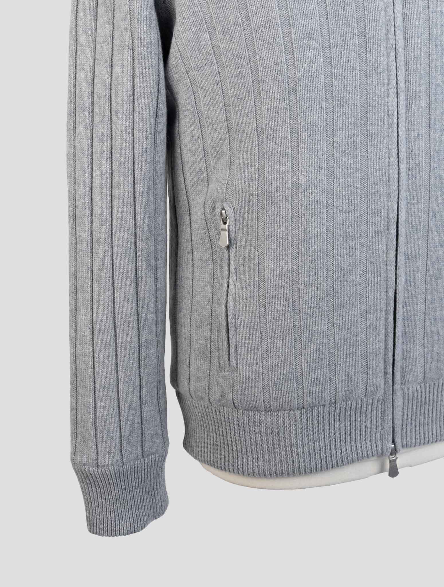 Barba Napoli Gray Cashmere With Fur Coat