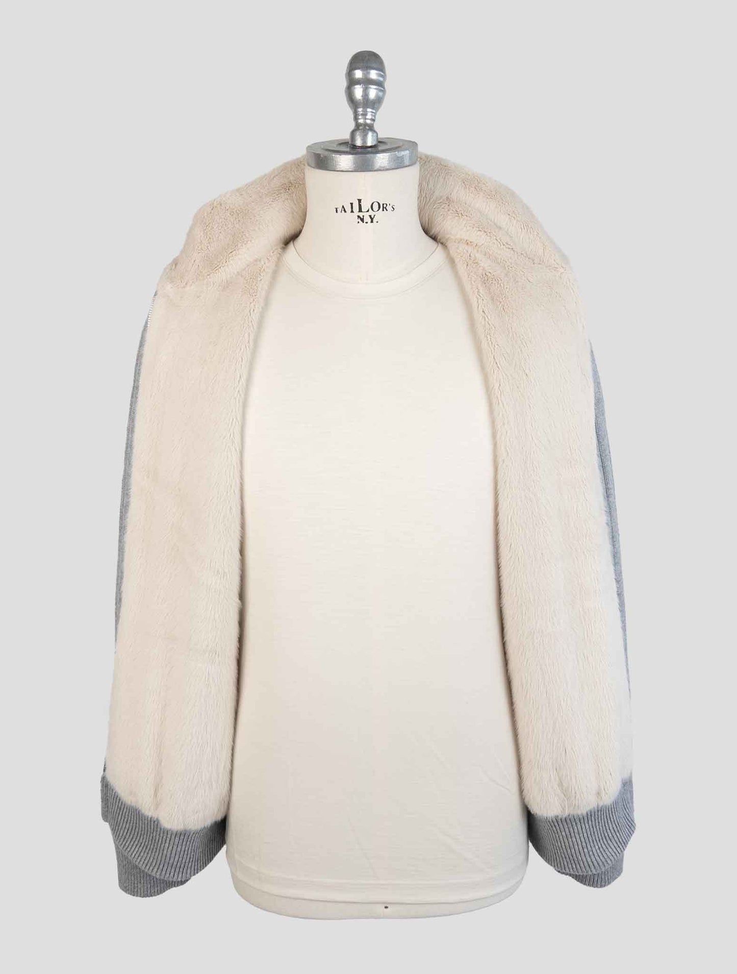 Barba Napoli Gray Cashmere With Fur Coat