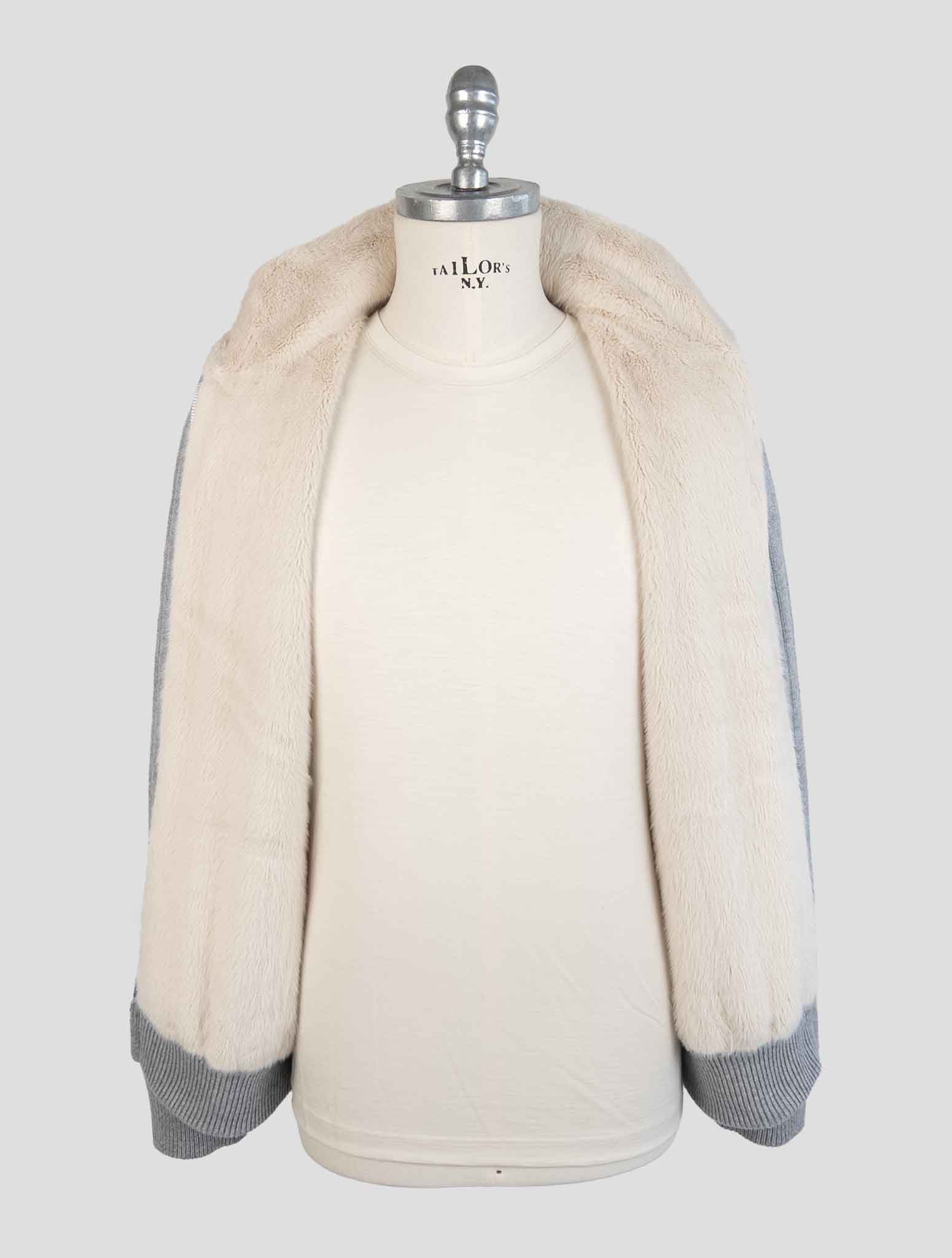 Barba Napoli Gray Cashmere With Fur Coat