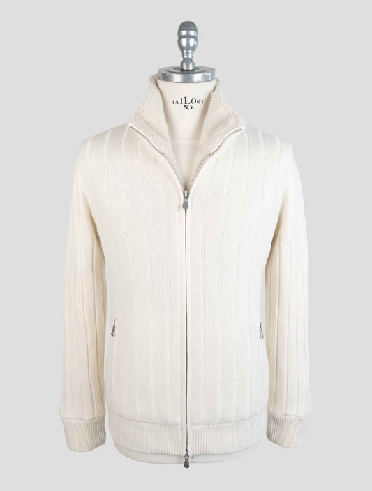Barba Napoli White Cashmere With Fur Coat