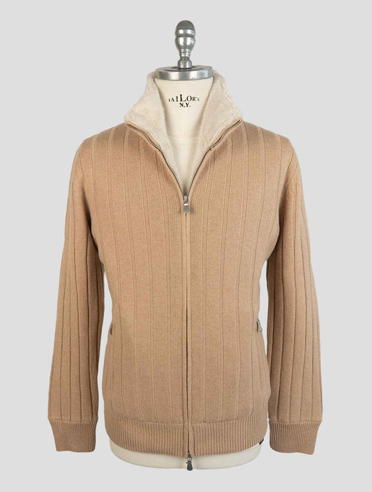 Barba Napoli Beige Cashmere With Fur Coat