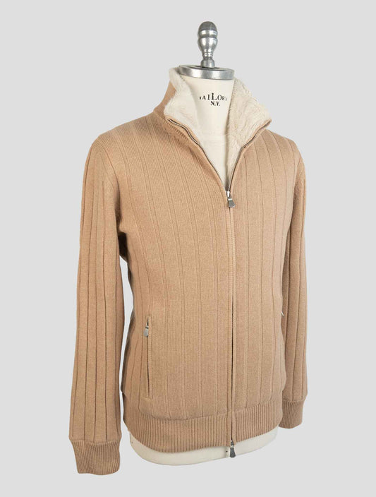 Barba Napoli Beige Cashmere With Fur Coat