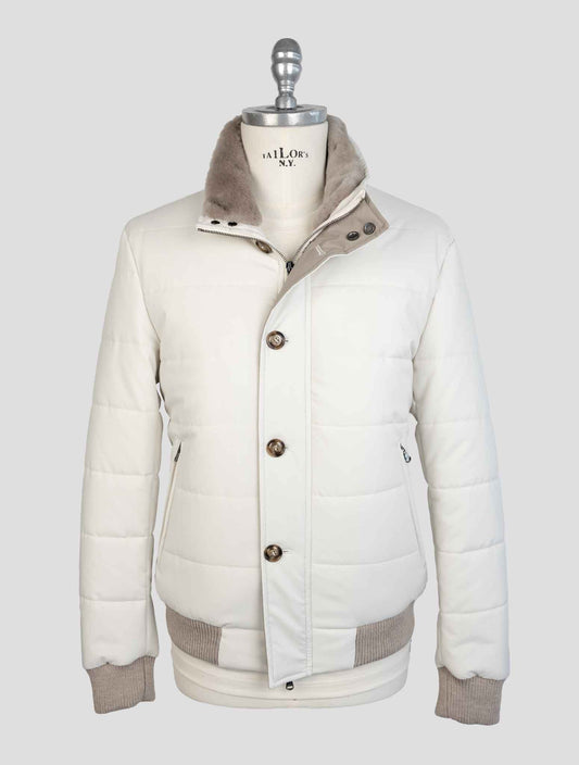 Barba Napoli White Pl Pu Shearling Coat