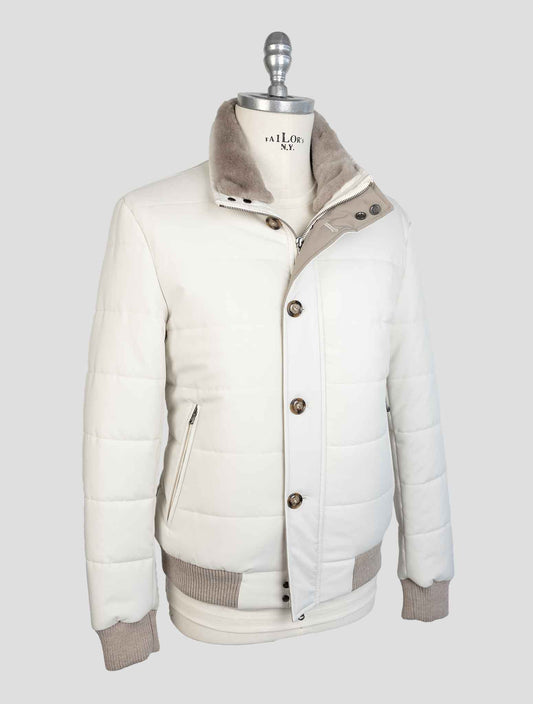 Barba Napoli White Pl Pu Shearling Coat