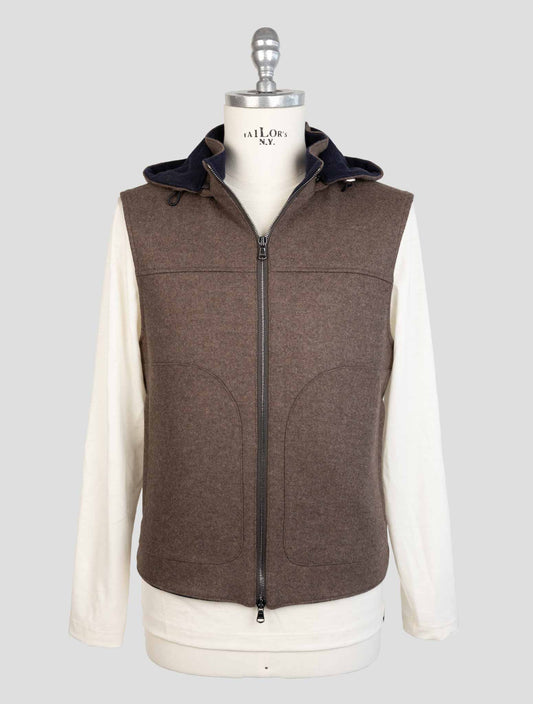 Barba Napoli Brown Virgin Wool Cashmere Gilet Coat