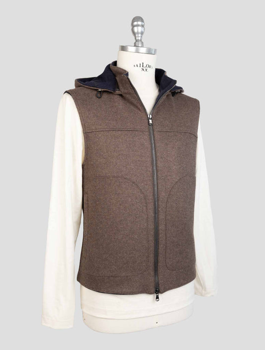 Barba Napoli Brown Virgin Wool Cashmere Gilet Coat