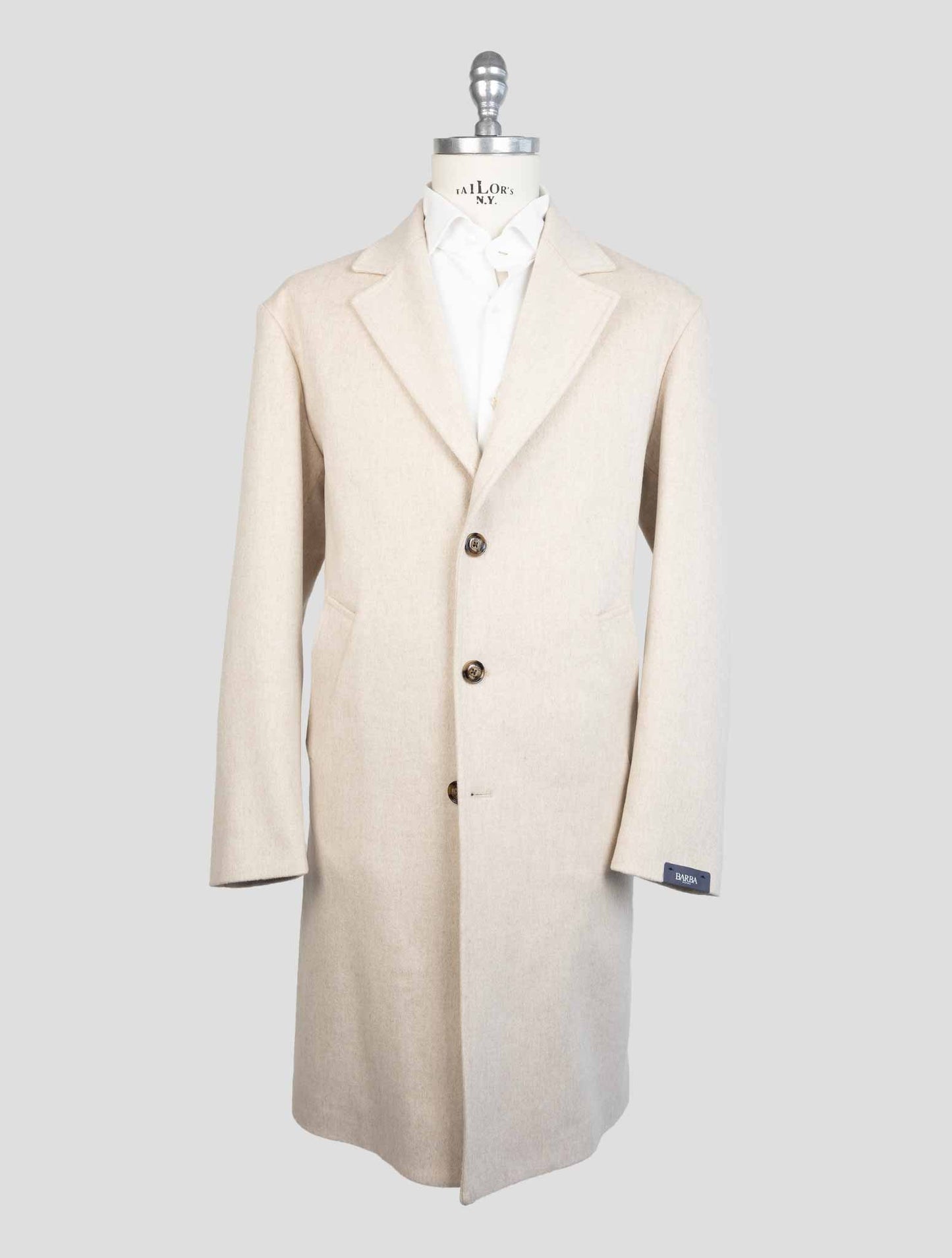 Barba Napoli Beige Virgin Wool Overcoat