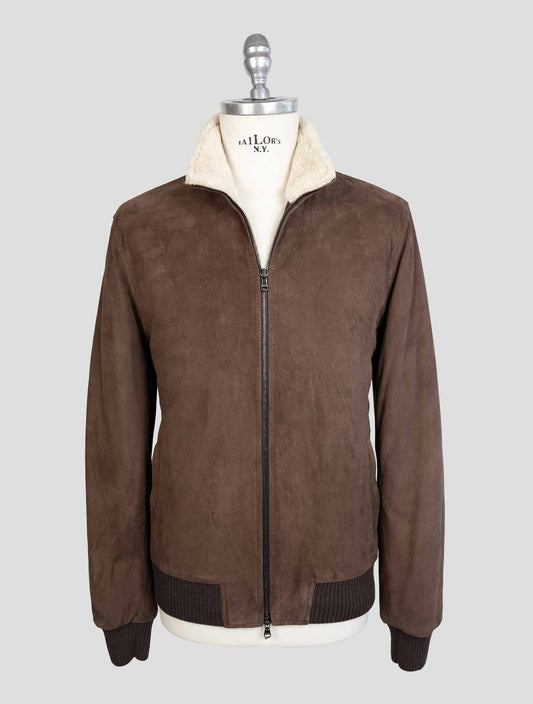 Barba Napoli Brown Leather Suede Coat