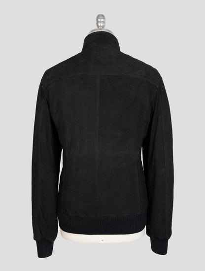 Barba Napoli Black Leather Suede Coat