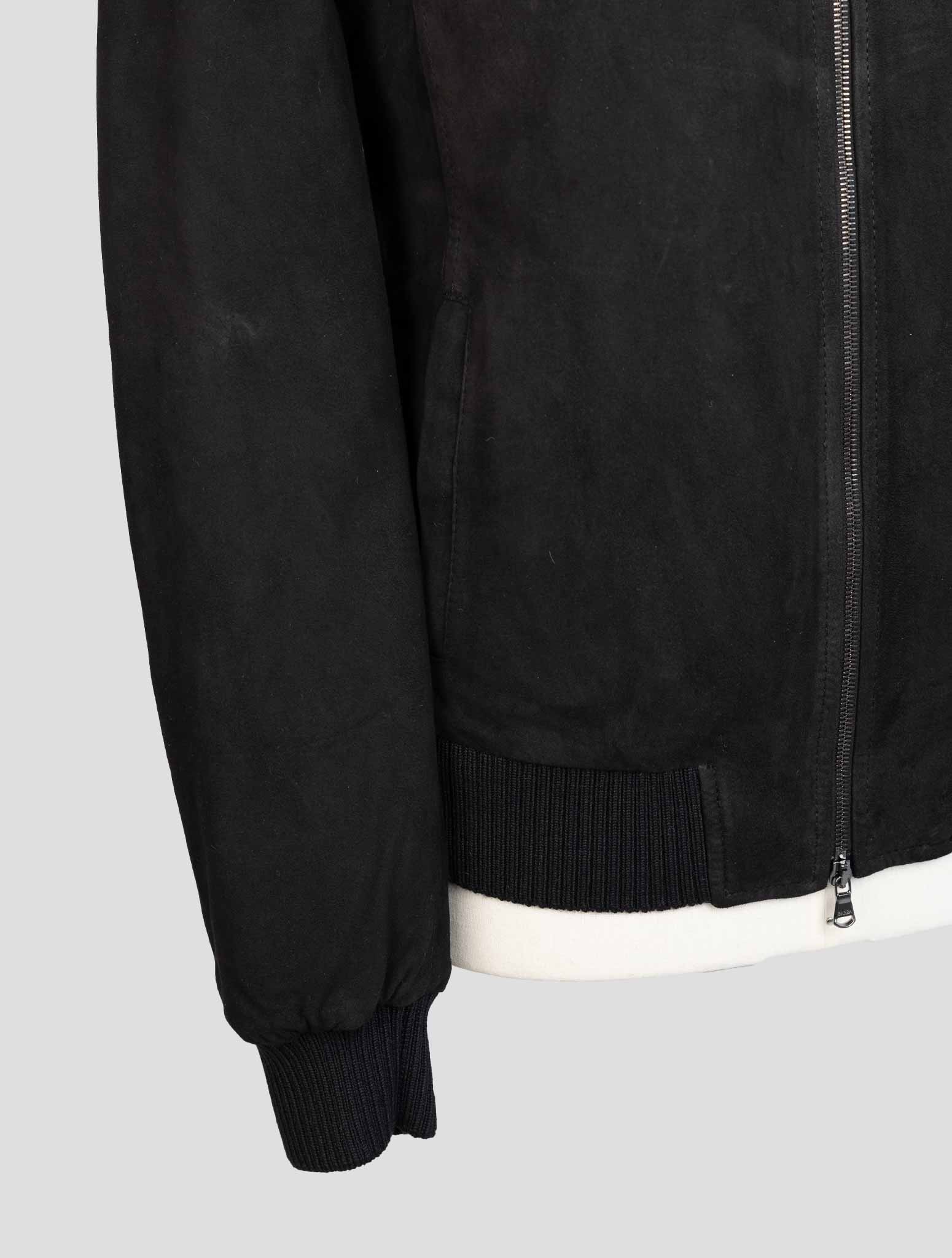 Barba Napoli Black Leather Suede Coat