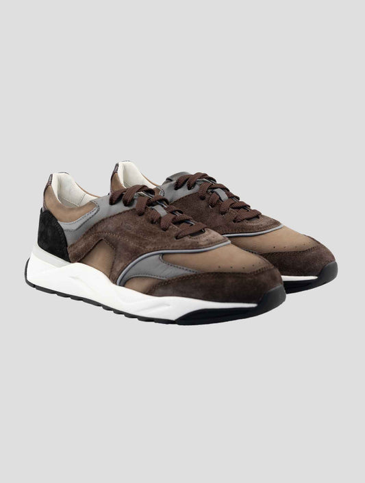 Santoni Multicolor Leather Suede Sneakers
