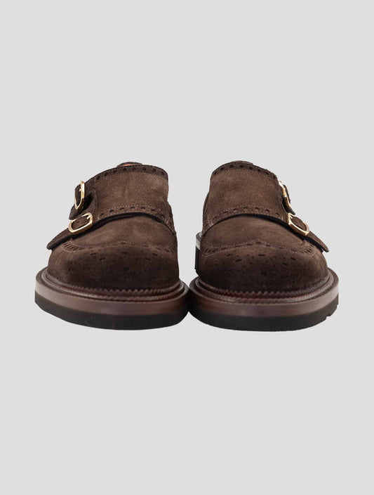 Santoni Brown Leather Suede Dress Shoes