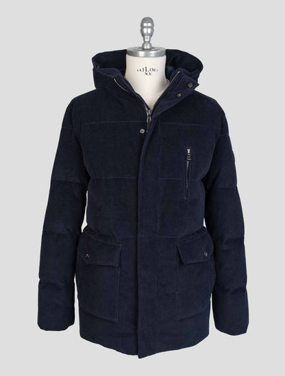 Isaia Blue Cotton Cashmere Velvet Coat